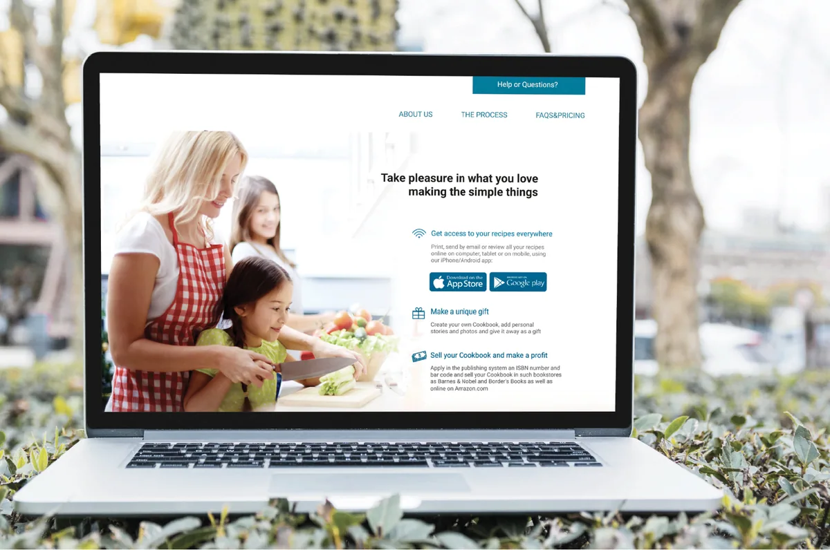 A website design shown on a laptop screen